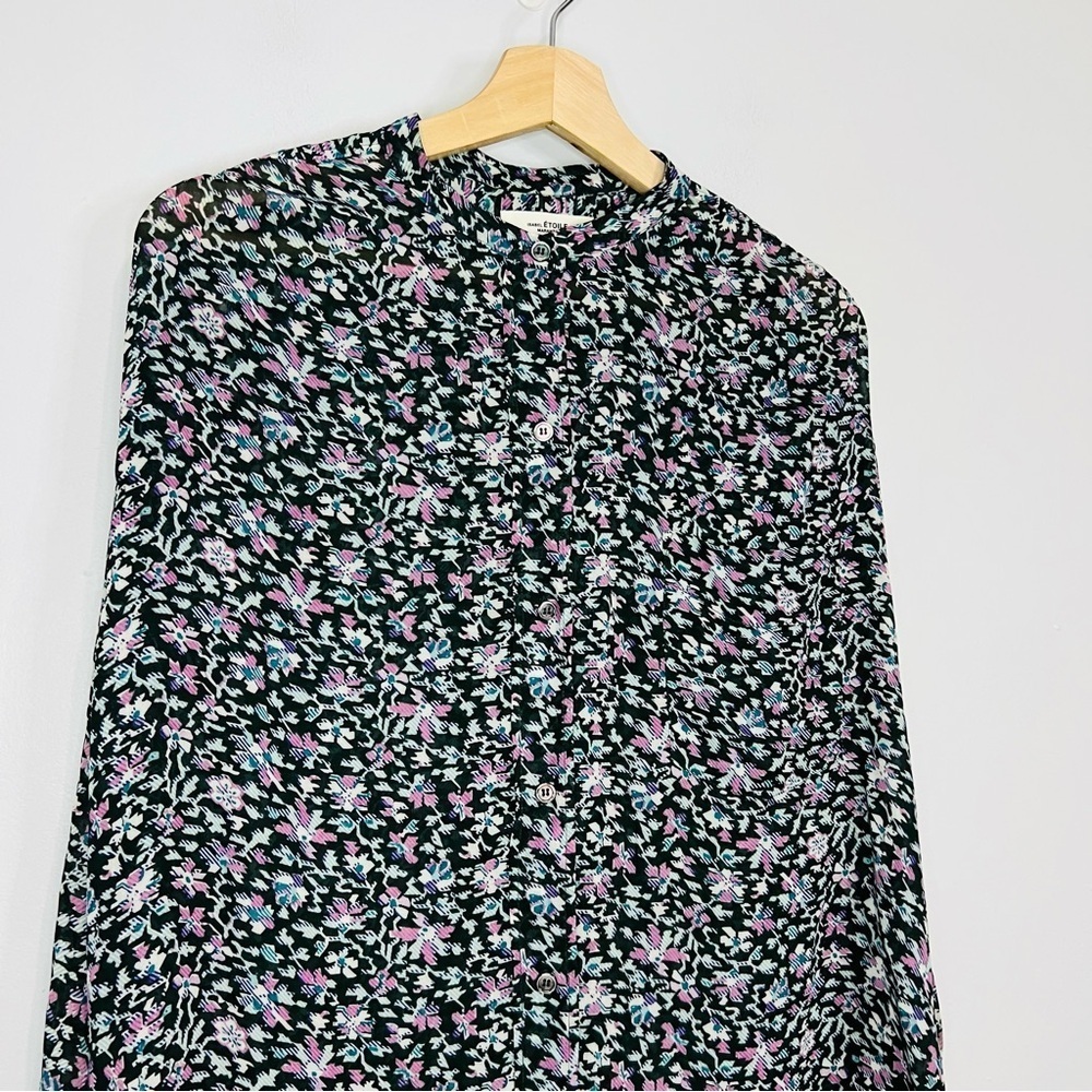 Isabel Marant Multicolor Floral Blouse long sleeve button front size 34 - Picture 2 of 6